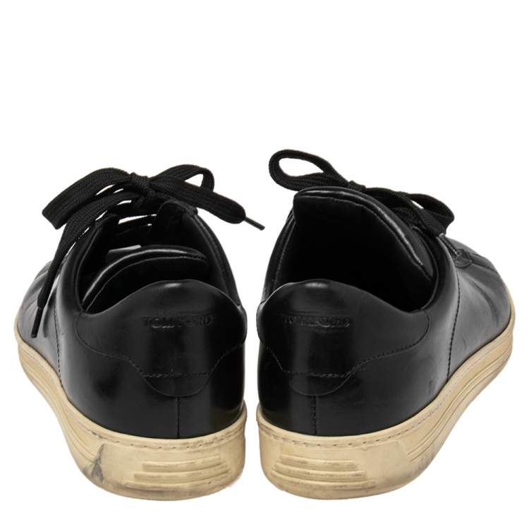 Pre Owned Tom Ford Black Leather Warwick Low Top Sneakers Size 44