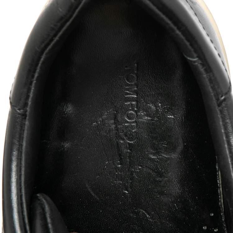 Pre Owned Tom Ford Black Leather Warwick Low Top Sneakers Size 44