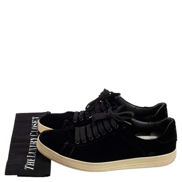 Pre Owned Tom Ford Black Velvet Low Top Sneakers Size 45