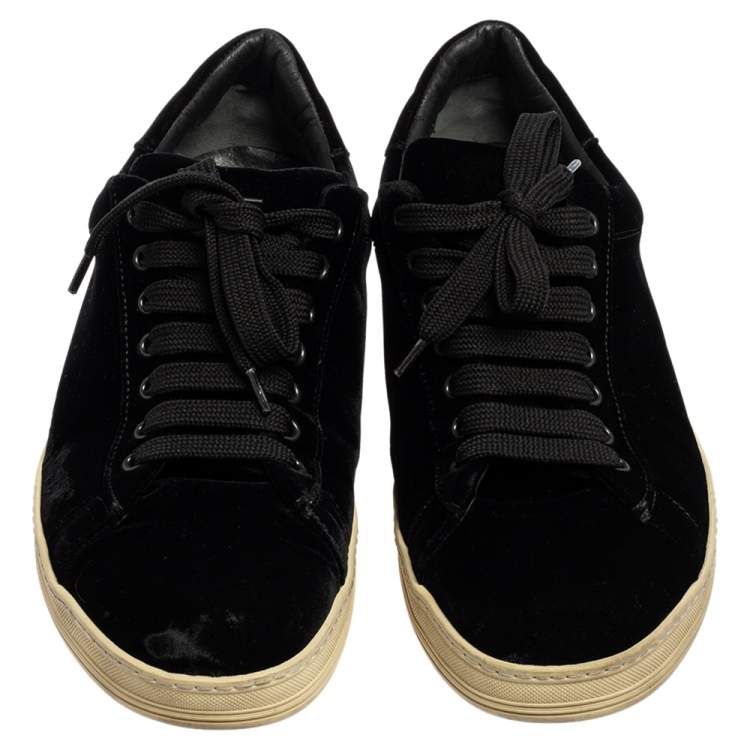 Pre Owned Tom Ford Black Velvet Low Top Sneakers Size 45