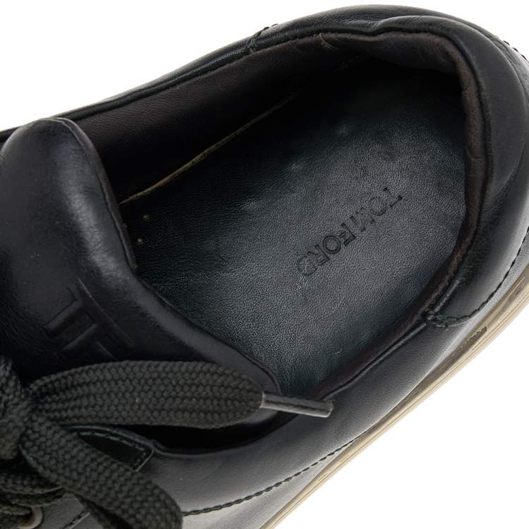 Pre Owned Tom Ford Black Leather Low Top Sneakers Size 42