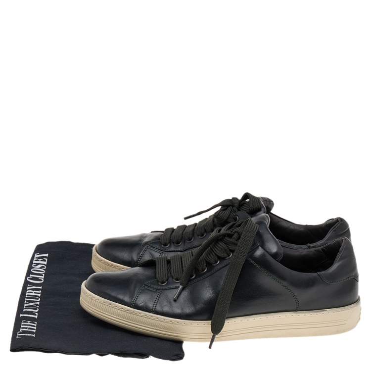 Pre Owned Tom Ford Black Leather Low Top Sneakers Size 42