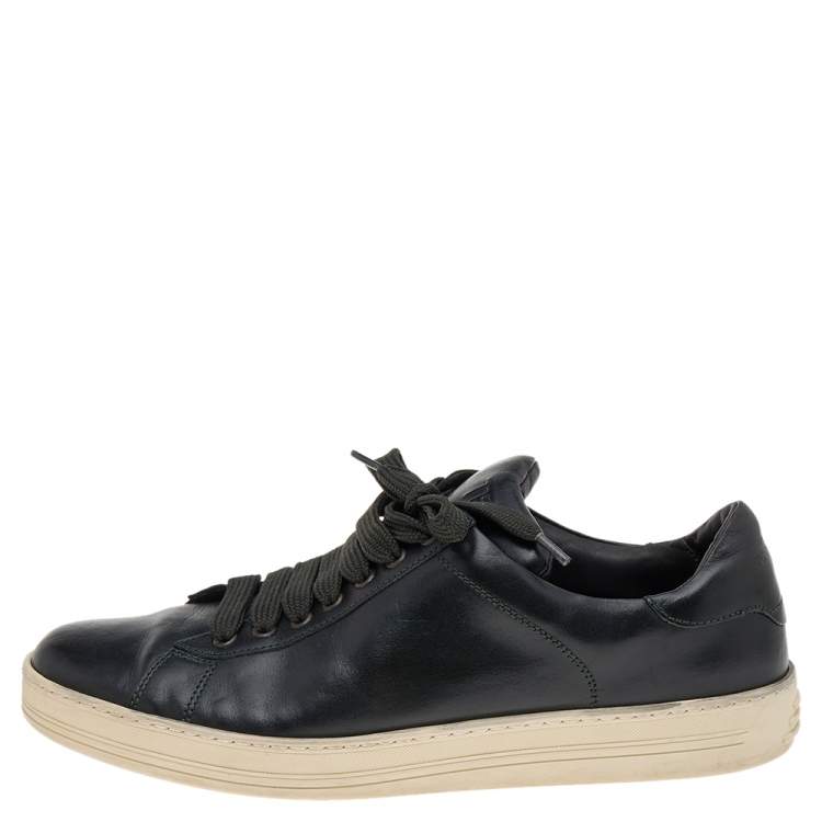 Pre Owned Tom Ford Black Leather Low Top Sneakers Size 42