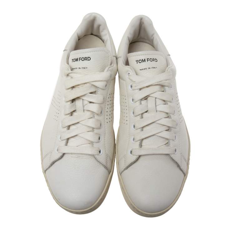 Pre Owned Tom Ford White Leather Low Top Sneakers Size 40