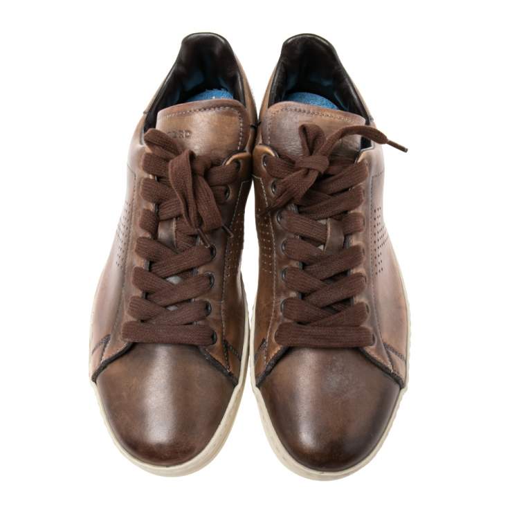 Pre Owned Tom Ford Brown Leather Warwick Low Top Sneakers Size 40