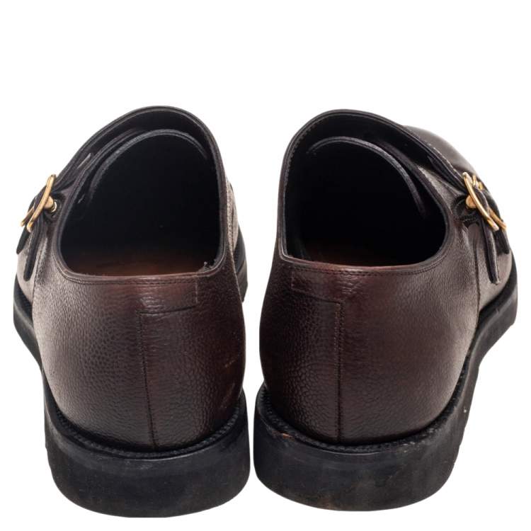 Pre Owned Tom Ford Dark Brown Leather Buckle Oxfords Size 42