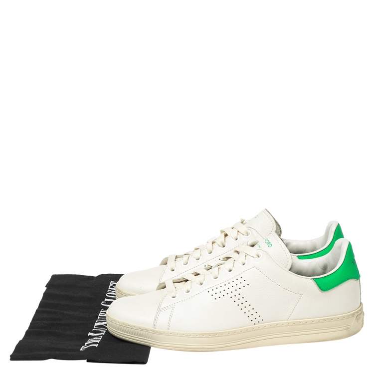 Pre Owned Tom Ford White Warwick Perforated Leather Low-Top Sneakers Size 41