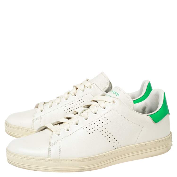 Pre Owned Tom Ford White Warwick Perforated Leather Low-Top Sneakers Size 41