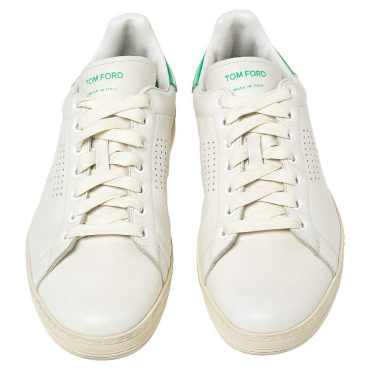Pre Owned Tom Ford White Warwick Perforated Leather Low-Top Sneakers Size 41