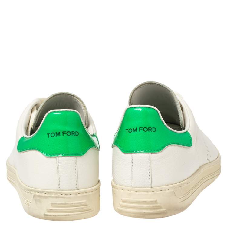 Pre Owned Tom Ford White Warwick Perforated Leather Low-Top Sneakers Size 41