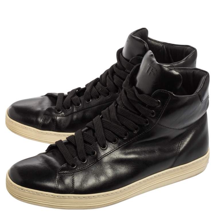 Pre Owned Tom Ford Black Leather High Top Sneakers Size 44