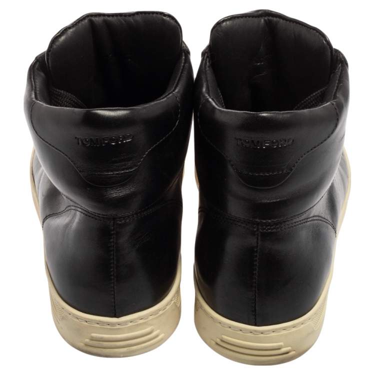 Pre Owned Tom Ford Black Leather High Top Sneakers Size 44
