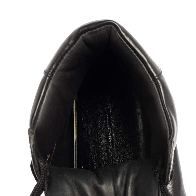 Pre Owned Tom Ford Black Leather High Top Sneakers Size 44