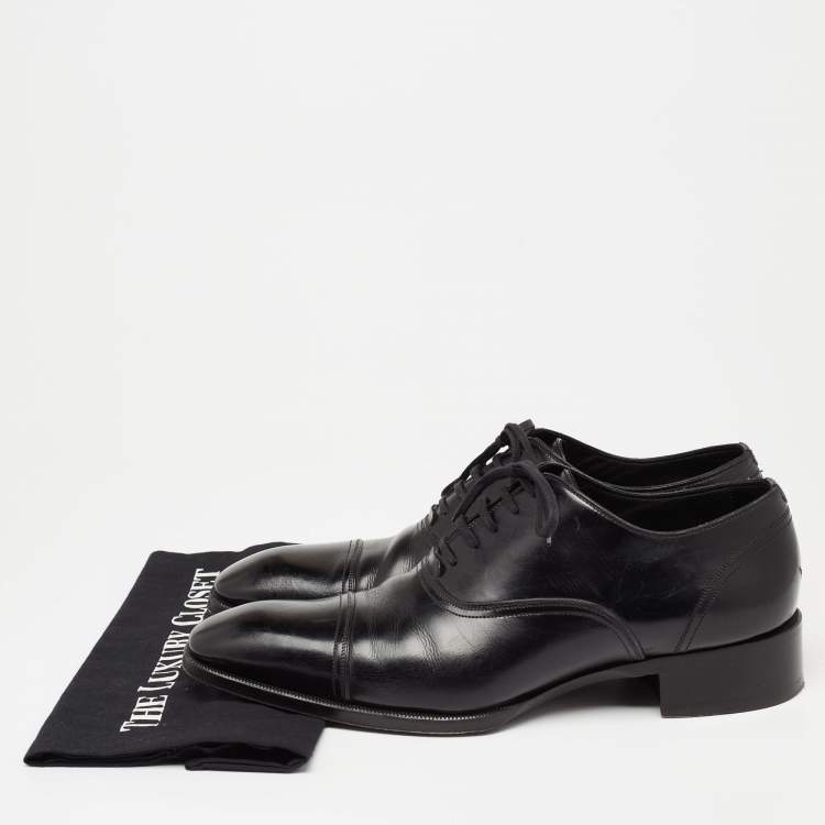 Pre Owned Tom Ford Black Leather Lace-Up Oxfords Size 44