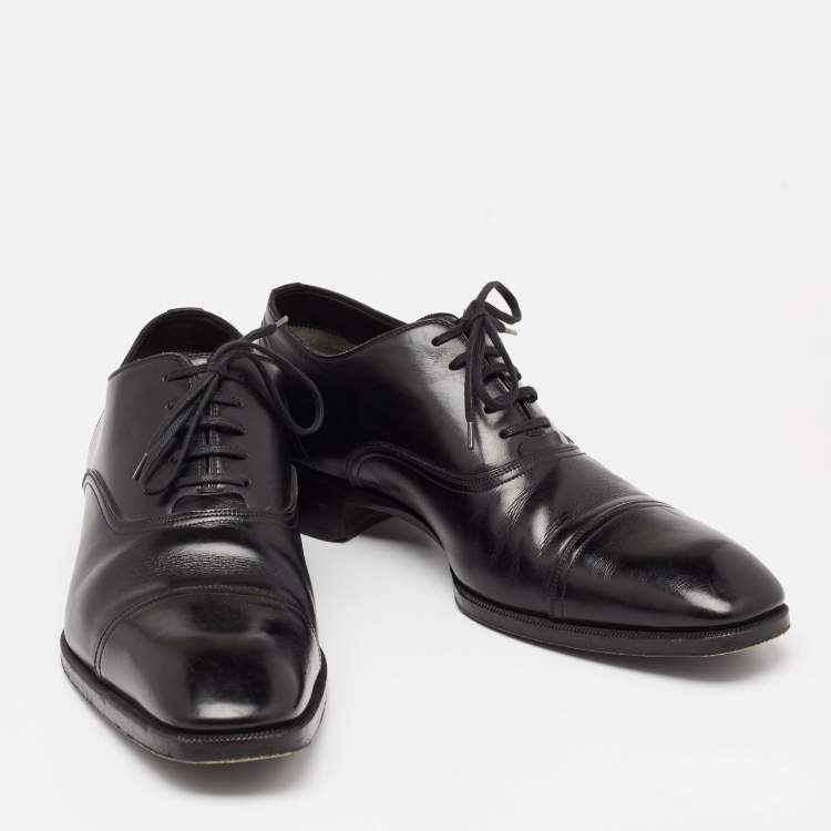 Pre Owned Tom Ford Black Leather Lace-Up Oxfords Size 44