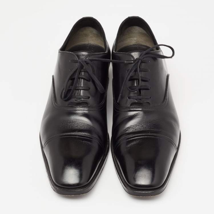 Pre Owned Tom Ford Black Leather Lace-Up Oxfords Size 44