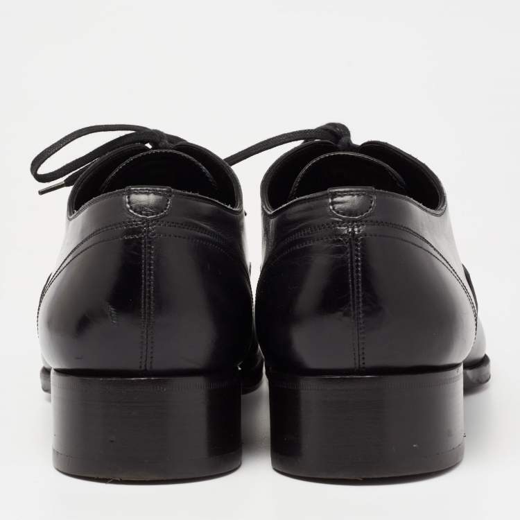 Pre Owned Tom Ford Black Leather Lace-Up Oxfords Size 44