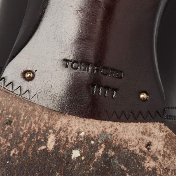 Pre Owned Tom Ford Black Leather Lace-Up Oxfords Size 44