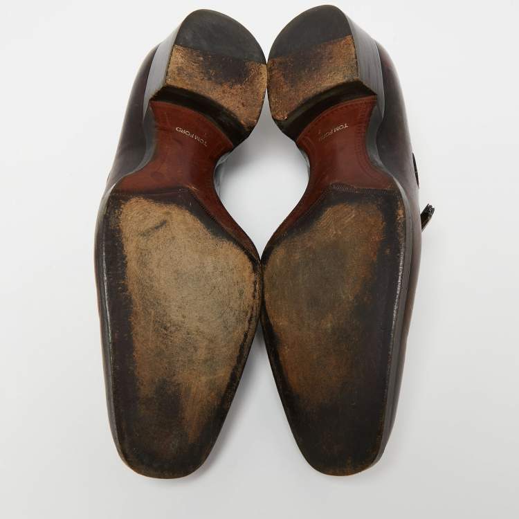 Pre Owned Tom Ford Brown Leather Tassel Slip On Loafers Size 40