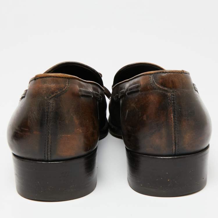 Pre Owned Tom Ford Brown Leather Tassel Slip On Loafers Size 40