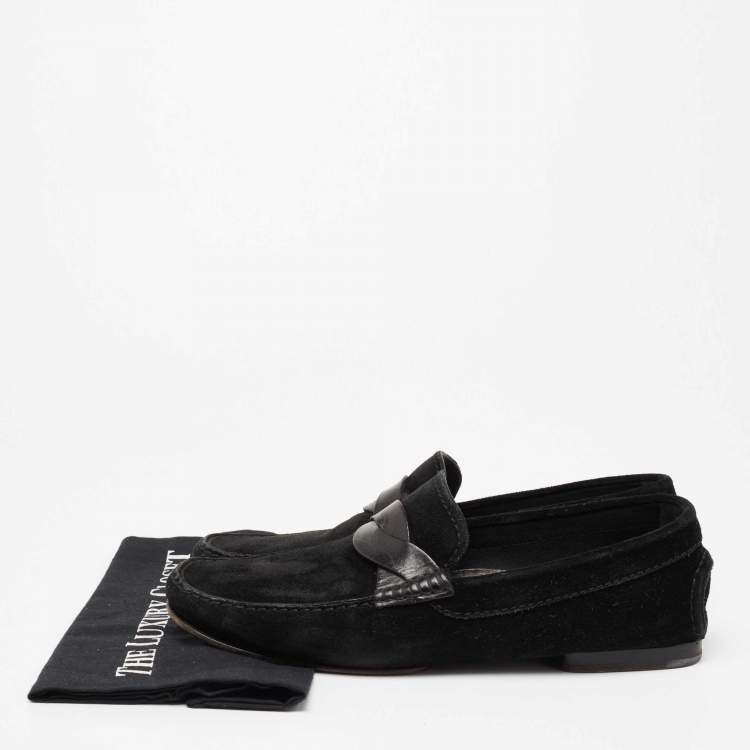 Pre Owned Tom Ford Black Suede And Leather Twist Band Elkan Loafer Size 43
