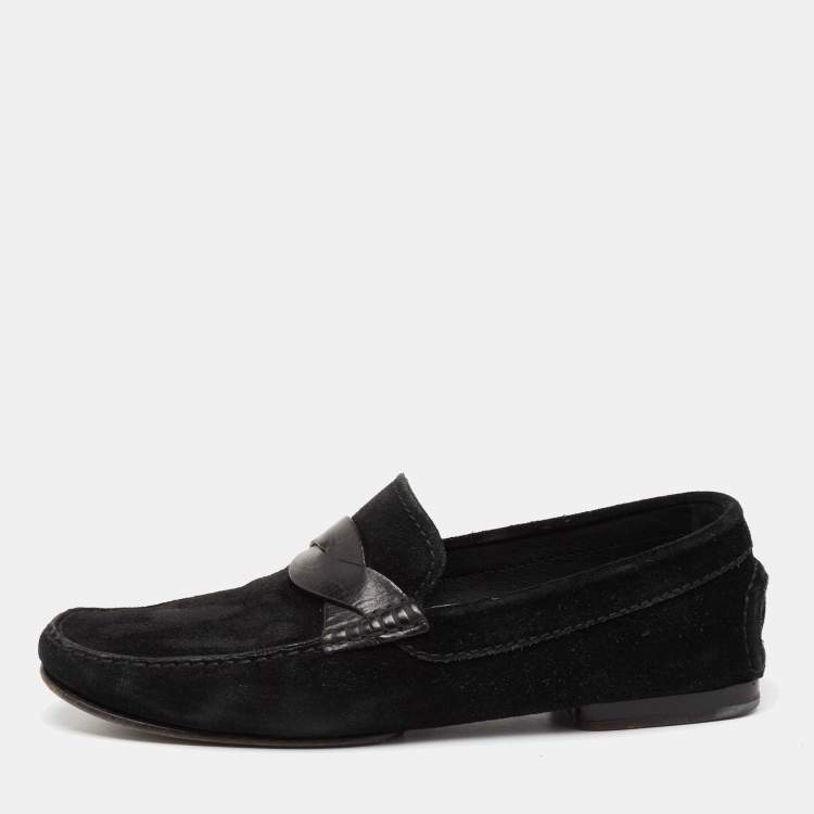 Pre Owned Tom Ford Black Suede And Leather Twist Band Elkan Loafer Size 43