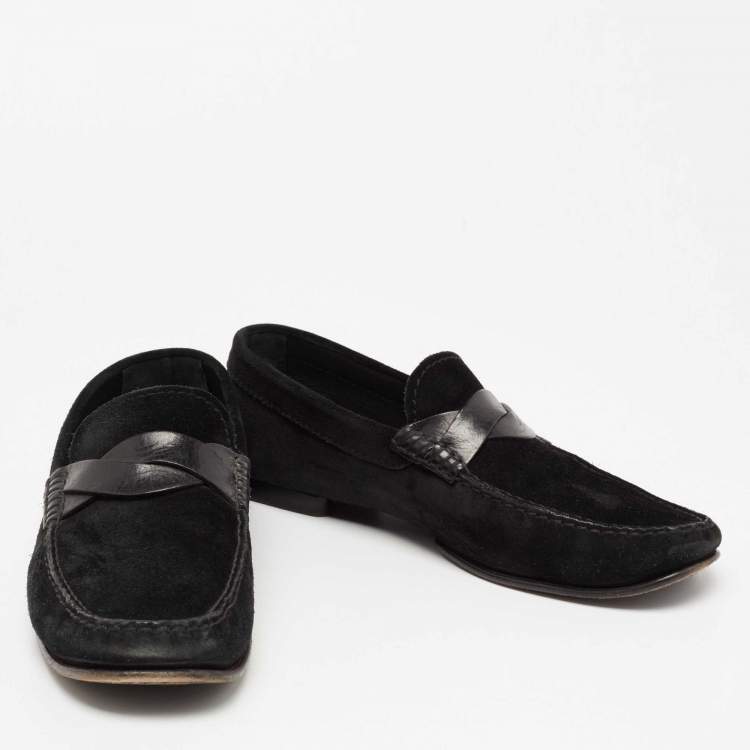 Pre Owned Tom Ford Black Suede And Leather Twist Band Elkan Loafer Size 43