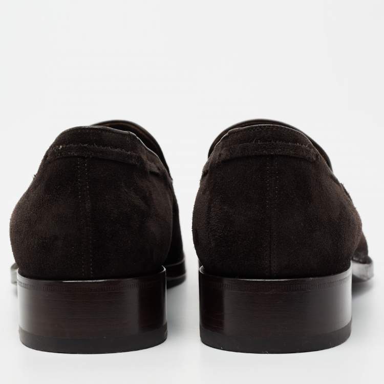 Pre Owned Tom Ford Dark Brown Suede Edgar Tassel Loafers Size 42.5