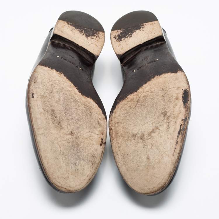 Pre Owned Tom Ford Black Leather Penny Loafers Size 44
