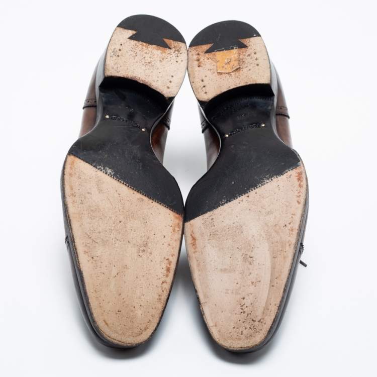Pre Owned Tom Ford Brown Brogue Leather Lace Up Oxfords Size 42.5