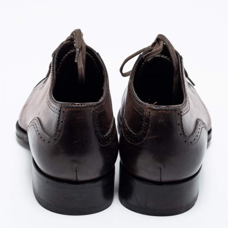 Pre Owned Tom Ford Brown Brogue Leather Lace Up Oxfords Size 42.5