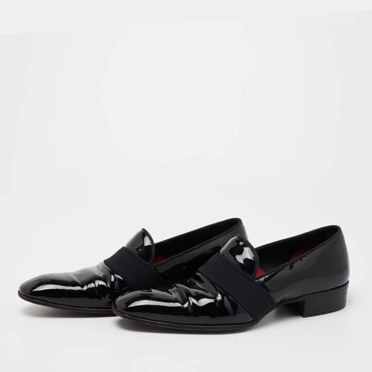 Pre Owned Tom Ford Black Patent Leather and Ribbon Band Tuxedo Loafers Size 42.5