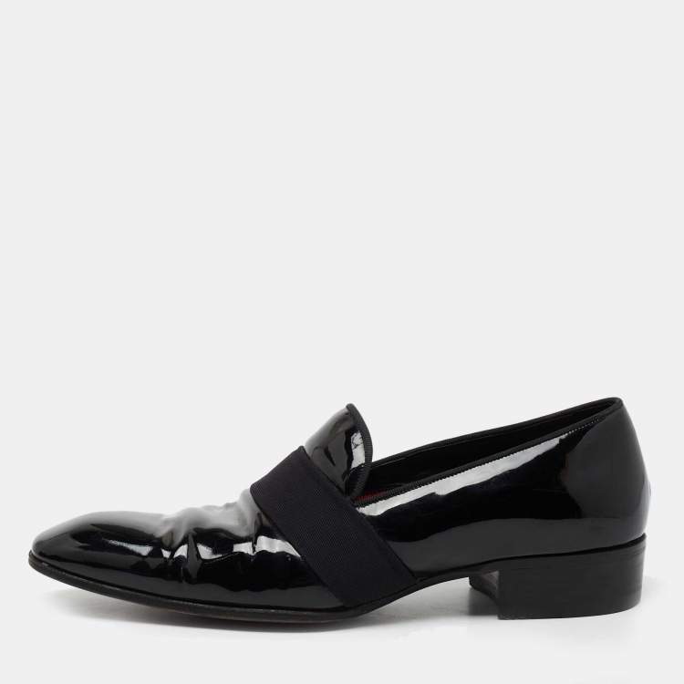 Pre Owned Tom Ford Black Patent Leather and Ribbon Band Tuxedo Loafers Size 42.5