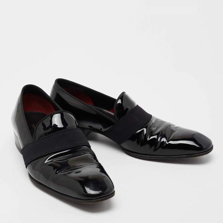 Pre Owned Tom Ford Black Patent Leather and Ribbon Band Tuxedo Loafers Size 42.5