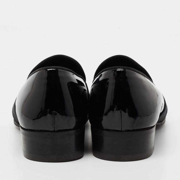 Pre Owned Tom Ford Black Patent Leather and Ribbon Band Tuxedo Loafers Size 42.5
