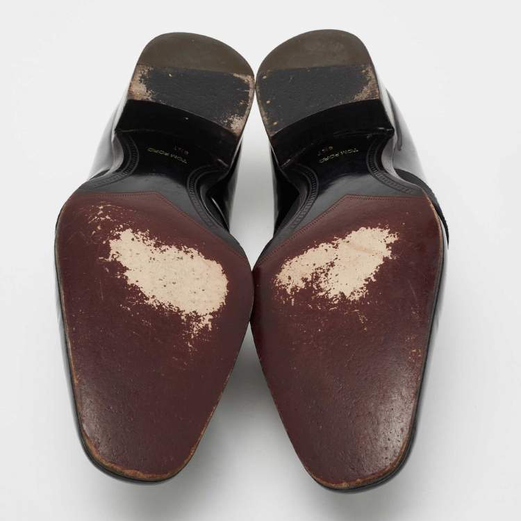 Pre Owned Tom Ford Black Patent Leather and Ribbon Band Tuxedo Loafers Size 42.5