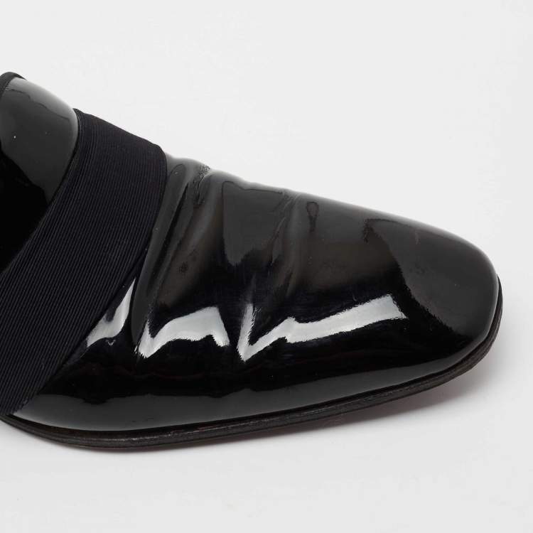 Pre Owned Tom Ford Black Patent Leather and Ribbon Band Tuxedo Loafers Size 42.5