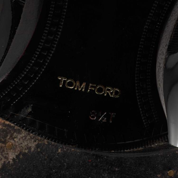 Pre Owned Tom Ford Black Patent Leather and Ribbon Band Tuxedo Loafers Size 42.5