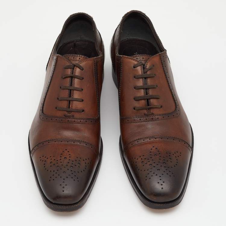 Pre Owned Tom Ford Brown Brogue Leather Lace Up Oxfords Size 43