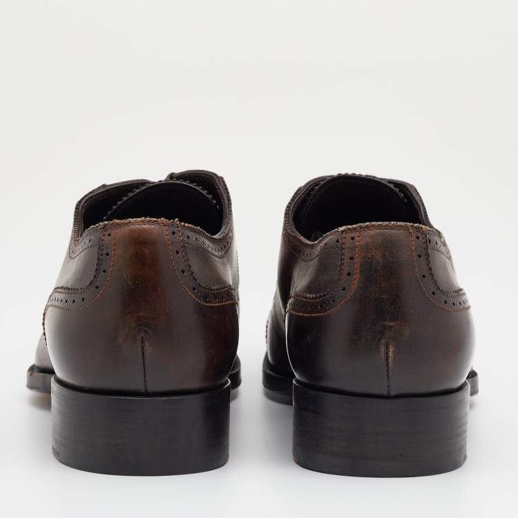 Pre Owned Tom Ford Brown Brogue Leather Lace Up Oxfords Size 43