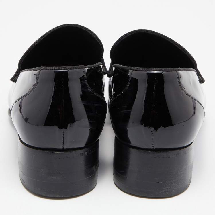 Pre Owned Tom Ford Black Patent Leather and Ribbon Band Tuxedo Loafers Size 43
