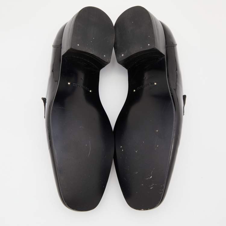 Pre Owned Tom Ford Black Patent Leather and Ribbon Band Tuxedo Loafers Size 43