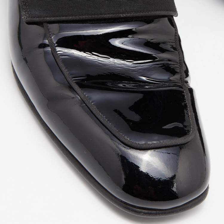 Pre Owned Tom Ford Black Patent Leather and Ribbon Band Tuxedo Loafers Size 43