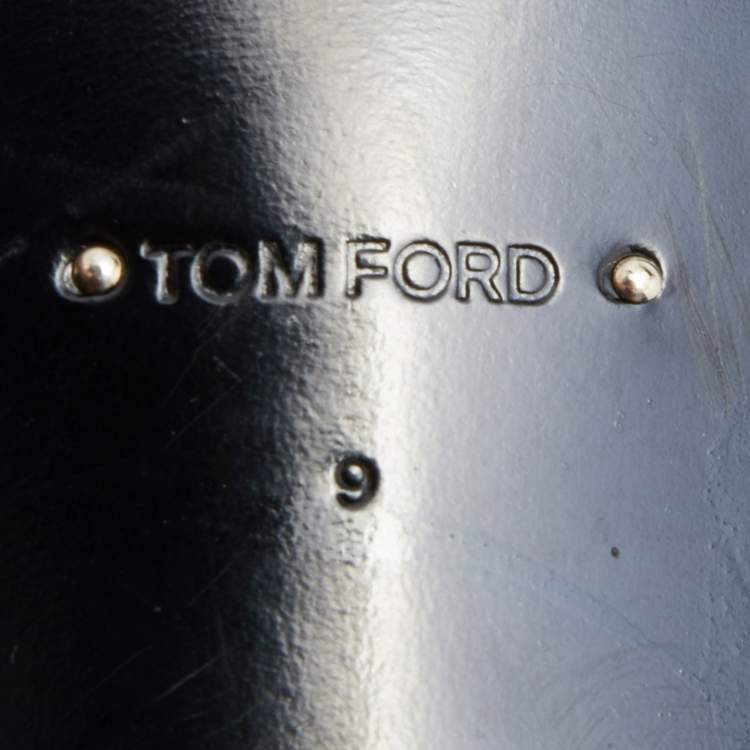 Pre Owned Tom Ford Black Patent Leather and Ribbon Band Tuxedo Loafers Size 43