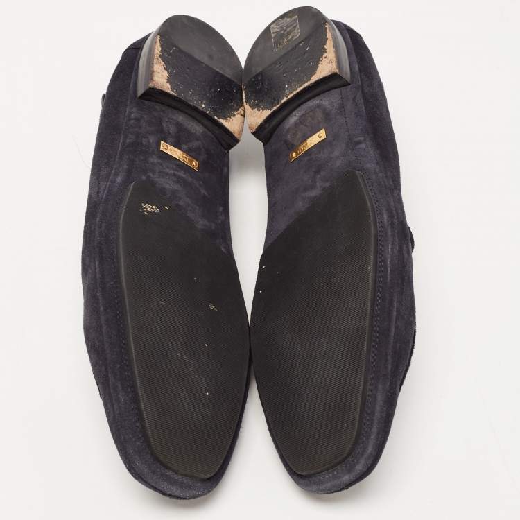 Pre Owned Tom Ford Navy Blue Suede Berwick Loafers Size 43.5