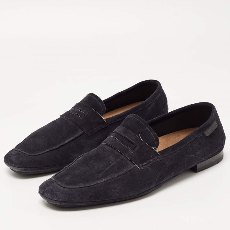 Pre Owned Tom Ford Navy Blue Suede Berwick Loafers Size 43.5