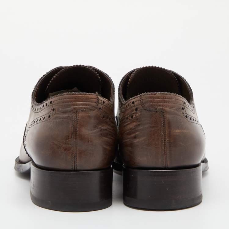 Pre Owned Tom Ford Brown Brogue Leather Lace Up Oxfords Size 44