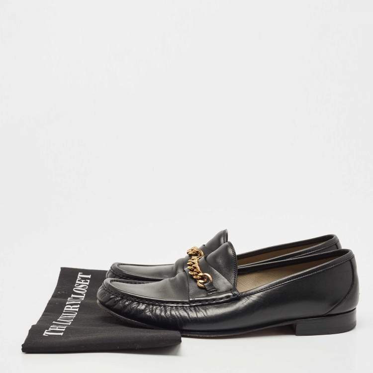 Pre Owned Tom Ford Black Leather York Chain Loafers Size 41