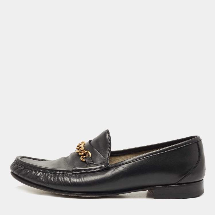 Pre Owned Tom Ford Black Leather York Chain Loafers Size 41