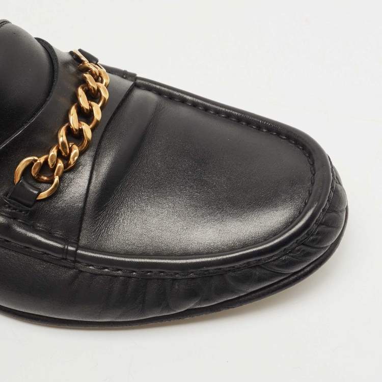 Pre Owned Tom Ford Black Leather York Chain Loafers Size 41
